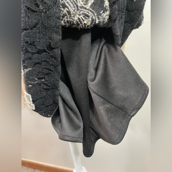 Frank Lyman Designs Black Lace Embroidered Sequined Cocktail Dress Cutout Beaded - Picture 6 of 7